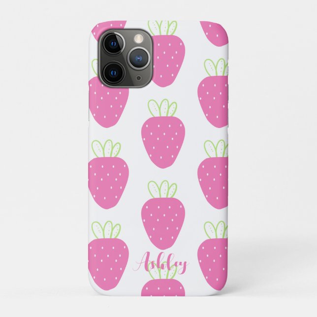 Pink Strawberry Minimalist Watercolor Fruit Fruit Case-Mate iPhone Case (Back)