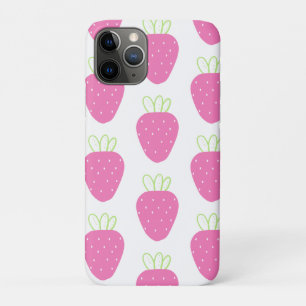 Pink Strawberry Minimalist Watercolor Fruit Fruit iPhone 11 Pro Case