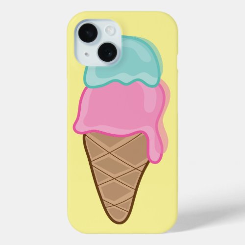 Pink Strawberry Mint Retro Summer Ice Cream Casing iPhone 15 Case