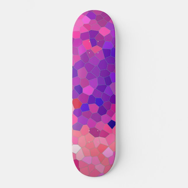Pink Strawberry Mosaic Pattern Skateboard (Front)