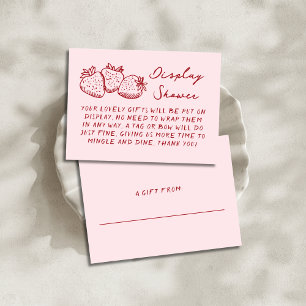 Pink Strawberry No Wrap Display Bridal Shower Enclosure Card
