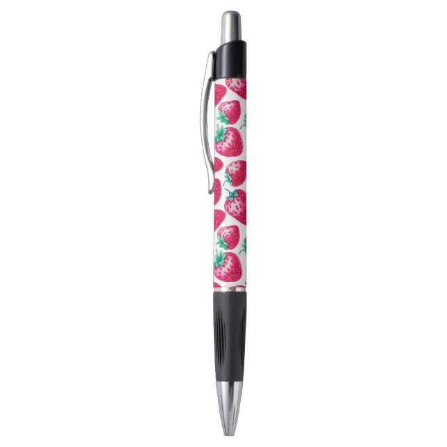 Pink Strawberry on white background Pen (Top (Vertical))
