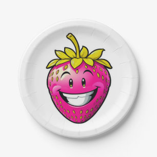 Pink Strawberry Paper Plates