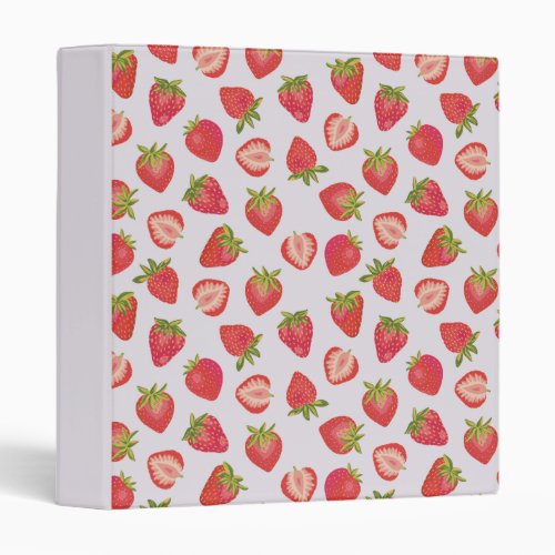 Pink Strawberry pattern 3 Ring Binder