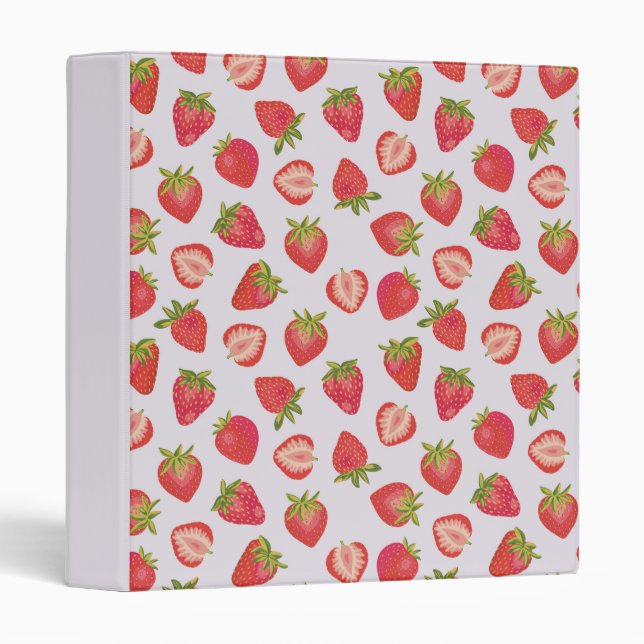 Pink Strawberry pattern 3 Ring Binder (Front/Spine)