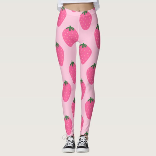 Pink STRAWBERRY Pattern Leggings