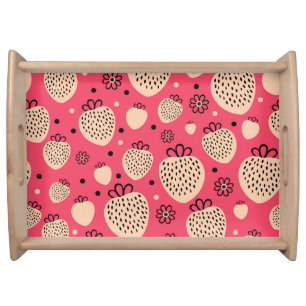 Pink strawberry pattern: seamless sweet design serving tray