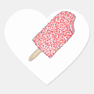 Pink Strawberry Popsicle Valentine's Day Ice Cream Heart Sticker