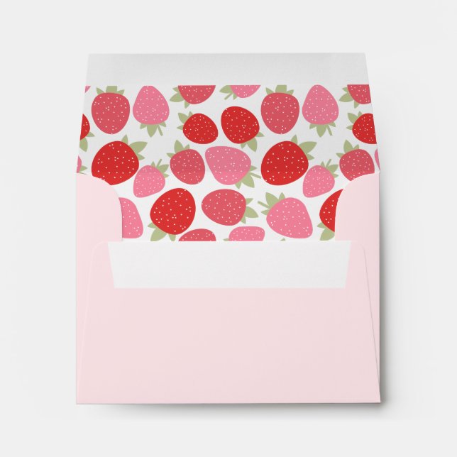 Pink Strawberry Print Envelope (Back (Bottom))