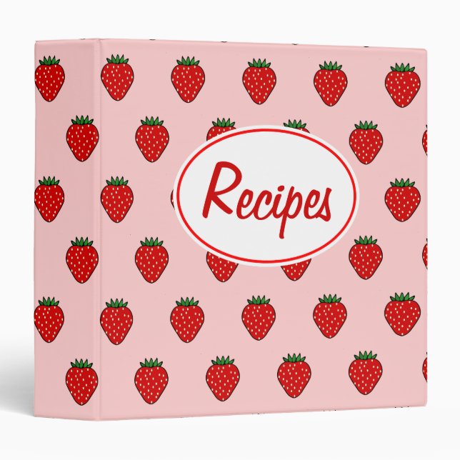 Pink Strawberry Recipe Binder (Front/Spine)