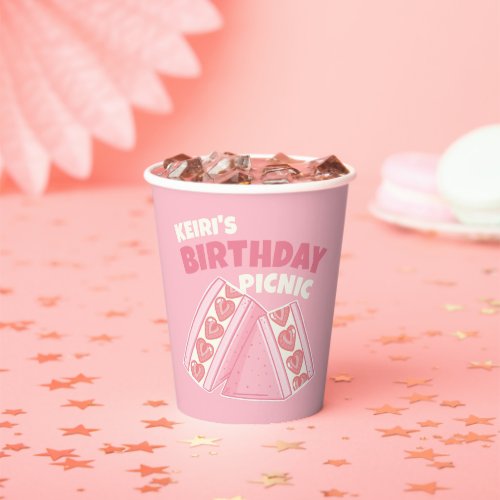 Pink Strawberry Sandwich Birthday Picnic Paper Cups
