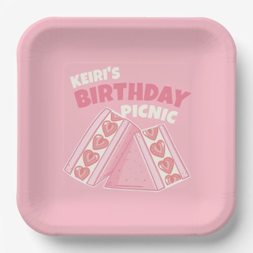 Pink Strawberry Sandwich Birthday Picnic  Paper Plates