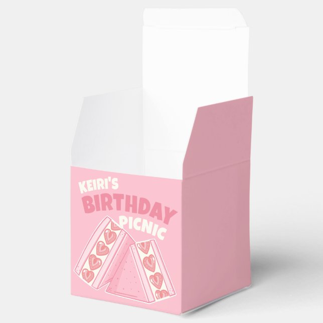 Pink Strawberry Sandwich Birthday Picnic Party Favor Boxes (Opened)