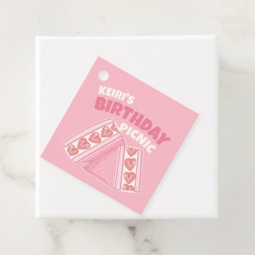 Pink Strawberry Sandwich Birthday Picnic Party Favor Tags