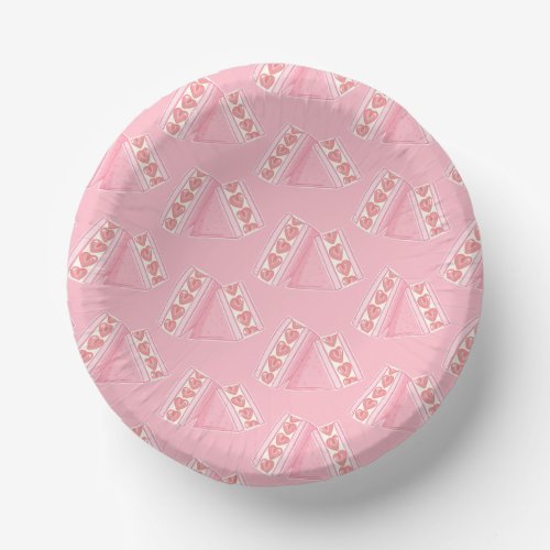 Pink Strawberry Sandwich Birthday Picnic Pattern Paper Bowls