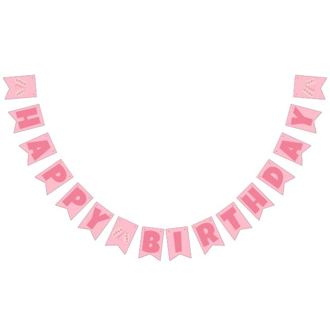 Pink Strawberry Sandwich Happy Birthday Bunting Flags (All)