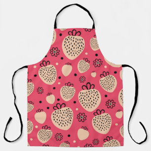 pink strawberry seamless pattern apron