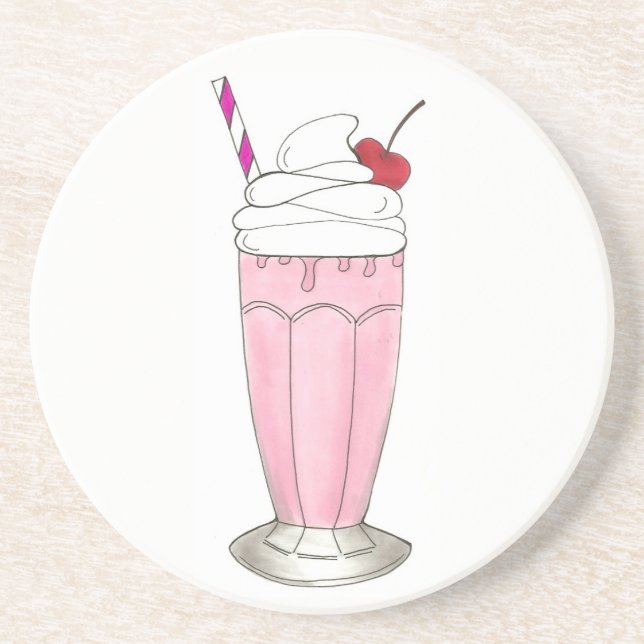 Pink Strawberry Shake Ice Cream Milkshake Foodie Drink Coaster (Front)