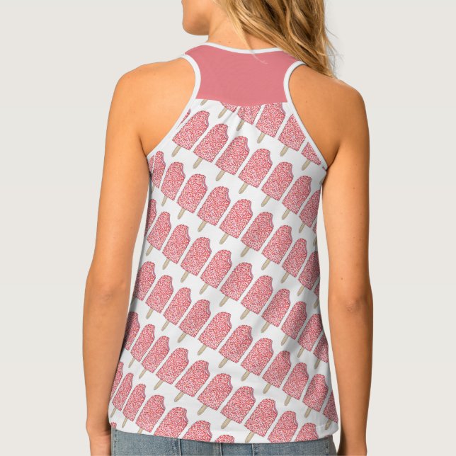 Pink Strawberry Shortcake Ice Cream Pop Popsicle Tank Top (Back)