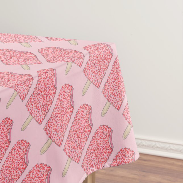 Pink Strawberry Shortcake Ice Cream Popsicle Lolly Tablecloth (In Situ)