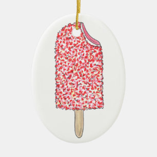 Pink Strawberry Shortcake Ice Cream Popsicle Pop Ceramic Ornament