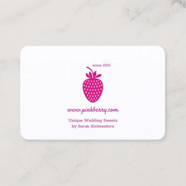 PINK STRAWBERRY Simple Modern Logo . Business Card (Front)