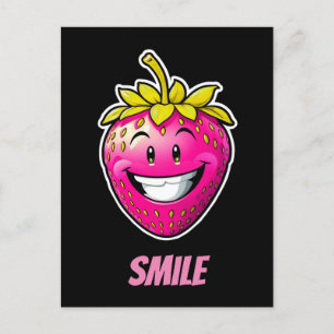 Pink Strawberry Smile Postcard