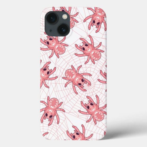 Pink Strawberry Spider Web Aesthetic Pattern Kawai iPhone 13 Case