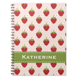 Pink Strawberry Spiral Notebook Journal