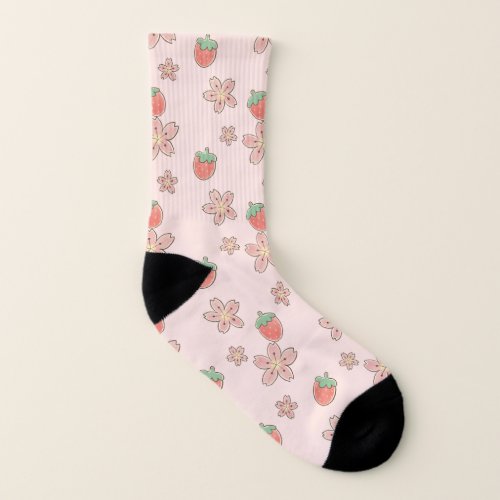 Pink Strawberry spring All_Over_Print Socks