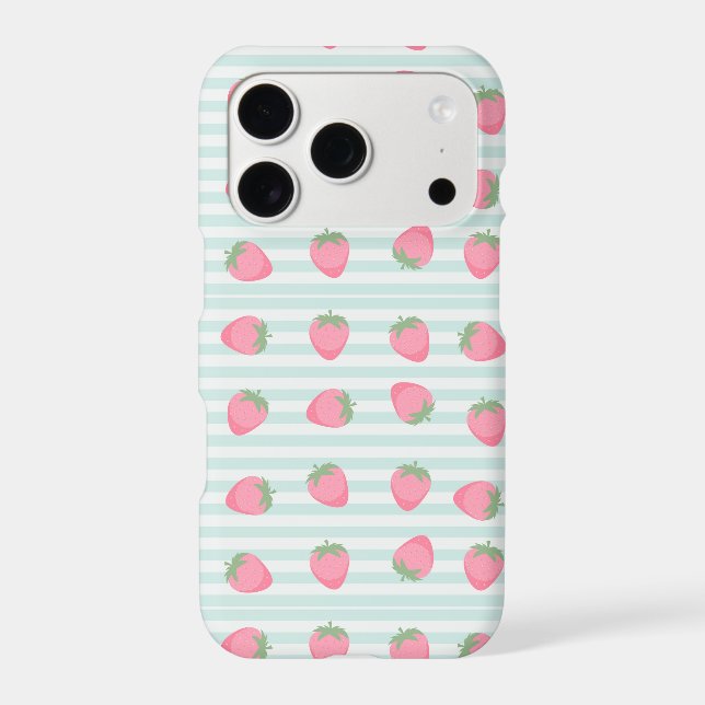 Pink Strawberry Stripes iPhone Case (Back)
