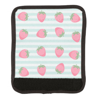 Pink Strawberry Stripes Luggage Handle Wrap