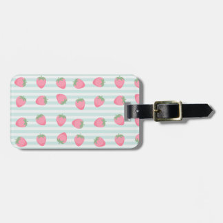 Pink Strawberry Stripes Luggage Tag