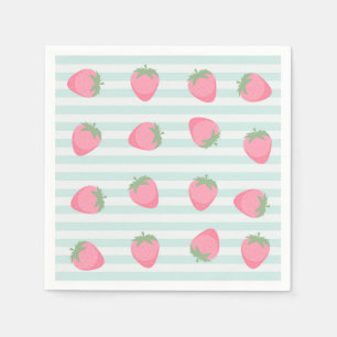 Pink Strawberry Stripes Napkins