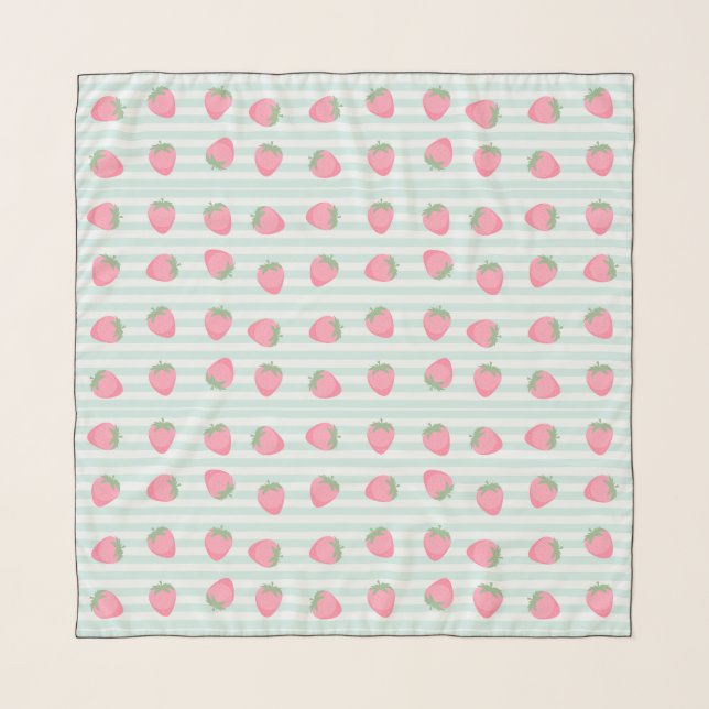 Pink Strawberry Stripes Scarf (Front)