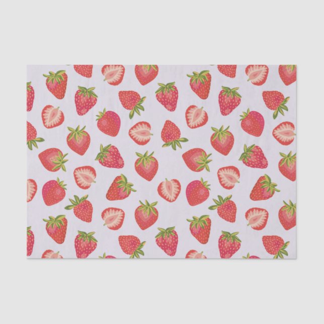 Pink Strawberry Summer Fruit Pattern Tissue Paper (Front)