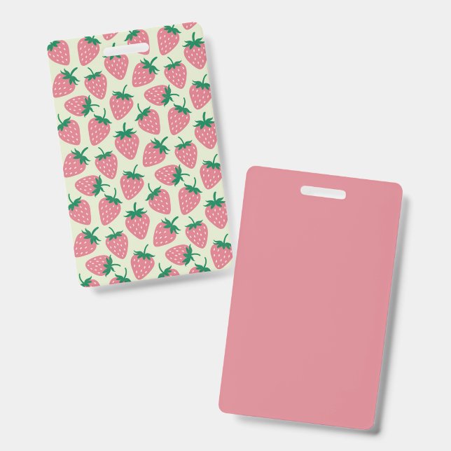 Pink Strawberry Summer Pattern Badge (Front & Back)