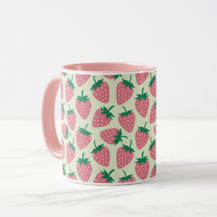 Pink Strawberry Summer Pattern Mug
