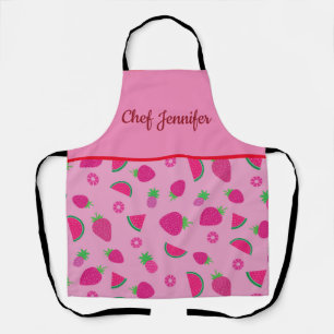 Pink strawberry, watermelon and pineapple custom apron