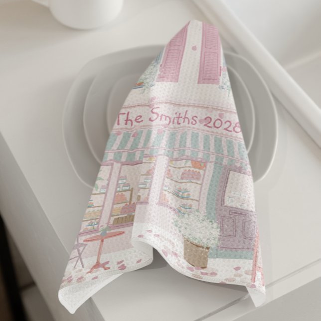 Pink Street Scene Personalised  Kitchen Towel (Creator Uploaded)