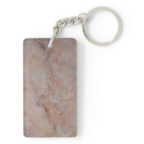 Pink striated marble stone finish keychain