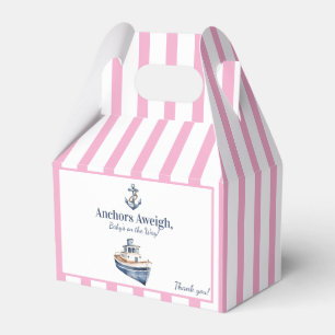Pink Stripe Anchors Aweigh Baby Shower Favor Box