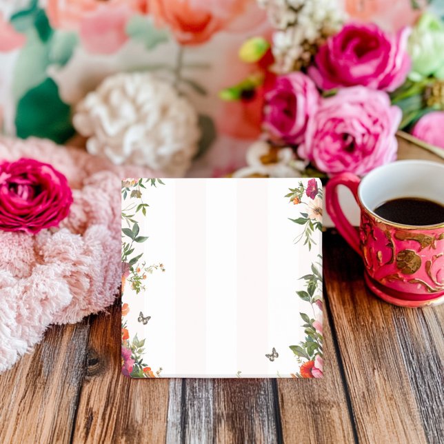 Pink stripe and Red Floral  Post-it Notes (Creator Uploaded)