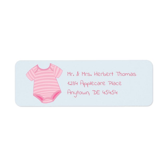 Pink Stripe Baby Romper Custom Return Label (Front)