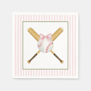 Pink Stripe Baseball Napkins