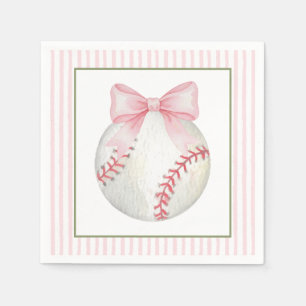 Pink Stripe Baseball Napkins