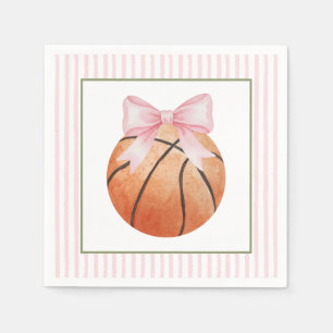 Pink Stripe Basketball Napkins