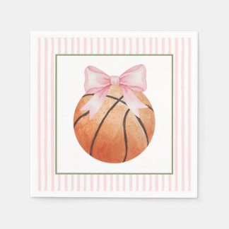 Pink Stripe Basketball Napkins