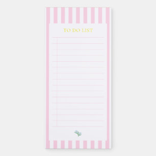 Pink Stripe Blue Flower Notes Magnetic Notepad