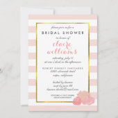 Pink Stripe & Blush Peony Bridal Shower Invitation (Front)